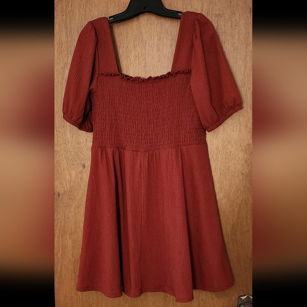 Nine West babydoll dress size large color burnt orange - Picture 2 of 3